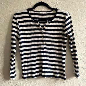 Large Navy Striped Paola Tee from Doen
